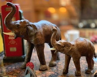Many 20in& 13in Leather Wrapped Elephants