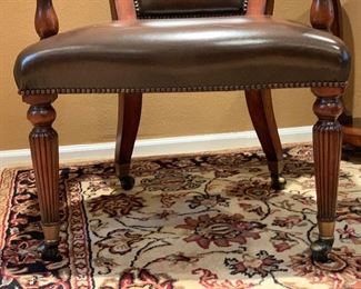 #1 Leather Nailhead Barrel Back Chair 36x26x26in HxWxD
