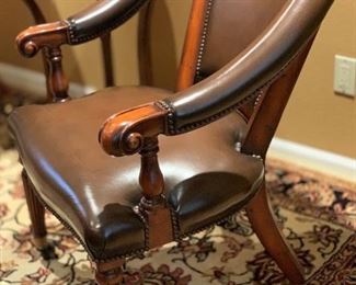 #2 Leather Nailhead Barrel Back Chair 36x26x26in HxWxD