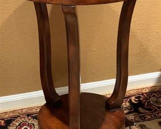 Leather Top Round Console Table 26in H x 20in Diameter