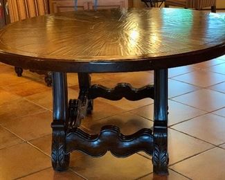 NC Rustic Hammered Dining table w/ 2 booth Style seats & 2 Head Chairs 30x60x72in Was $14,000.00 new!