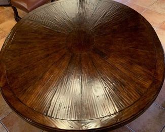 NC Rustic Hammered Dining table w/ 2 booth Style seats & 2 Head Chairs 30x60x72in Was $14,000.00 new!