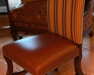 NC Rustic Hammered Dining table w/ 2 booth Style seats & 2 Head Chairs 30x60x72in Was $14,000.00 new!