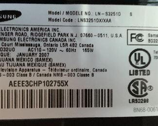 Samsung 32in LCD HD TV LN-832510
