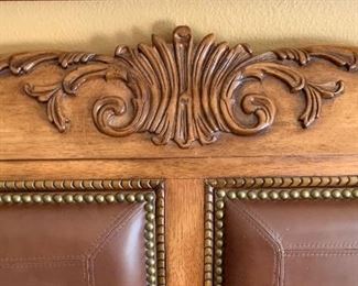 King Universal Furniture Burl & Leather Sleigh Bed 61x82x97in HxWxD