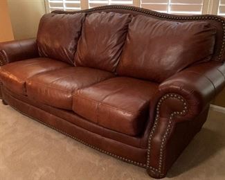 Leather Nailhead Sofa/Couch 39x89x40in HxWxD