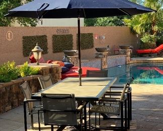 Sorrento Outdoor Patio Dinning Table w/ 6 Chairs 30x39.5x82in Long HxWxD Umbrella sold separately