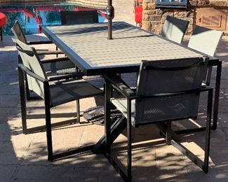 Sorrento Outdoor Patio Dinning Table w/ 6 Chairs 30x39.5x82in Long HxWxD Umbrella sold separately