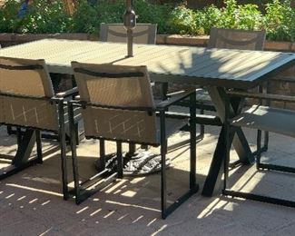 Sorrento Outdoor Patio Dinning Table w/ 6 Chairs 30x39.5x82in Long HxWxD Umbrella sold separately