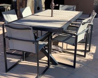 Sorrento Outdoor Patio Dinning Table w/ 6 Chairs 30x39.5x82in Long HxWxD Umbrella sold separately