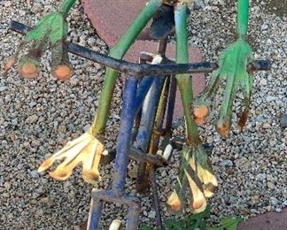 Metal Art Frog on Bike 30in H