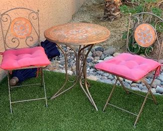 Outdoor Terracotta Mosaic Bistro Set 27in H x 24in diameter