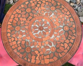 Outdoor Terracotta Mosaic Bistro Set 27in H x 24in diameter