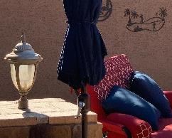 Galtech Sunbrella Umbrella Blue w/ Table Base #1