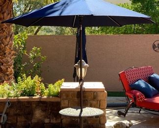 Galtech Sunbrella Umbrella Blue w/ Table Base #1
