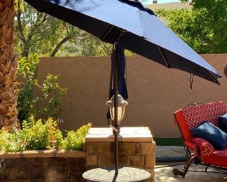 Galtech Sunbrella Umbrella Blue w/ Table Base #1