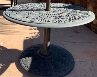 Galtech Sunbrella Umbrella Blue w/ Table Base #1