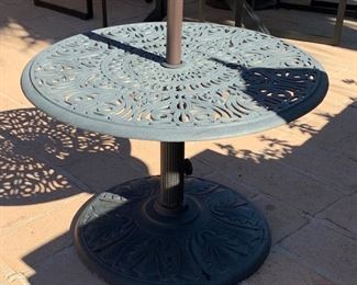 Galtech Sunbrella Umbrella Blue w/ Table Base #1