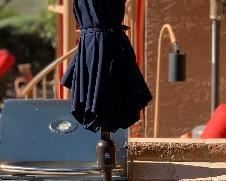 Galtech Sunbrella Umbrella Blue w/ Table Base #2