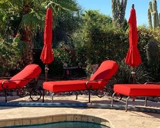 Wheeled Outdoor Patio Chaise Lounge RED #1 42x31x74in HxWxD
Wheeled Outdoor Patio Chaise Lounge RED #2 42x31x74in HxWxD
Wheeled Outdoor Patio Chaise Lounge RED #3 42x31x74in HxWxD
Treasure Garden Sunbrella Red Umbrella #1 No Base
Treasure Garden Sunbrella Red Umbrella #2 No Base