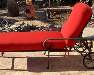 Wheeled Outdoor Patio Chaise Lounge RED #1 42x31x74in HxWxD