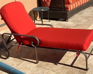 Wheeled Outdoor Patio Chaise Lounge RED #1 42x31x74in HxWxD