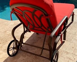 Wheeled Outdoor Patio Chaise Lounge RED #1 42x31x74in HxWxD