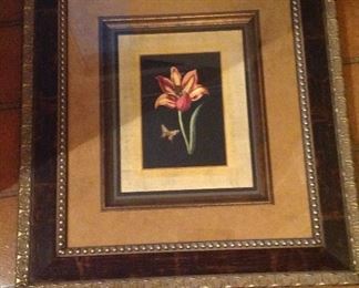 Framed and matted floral