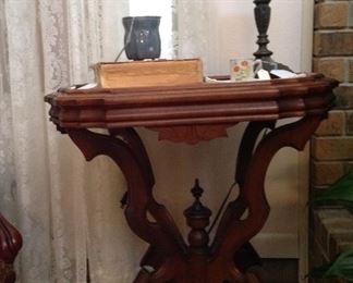 Antique table with marble top insert