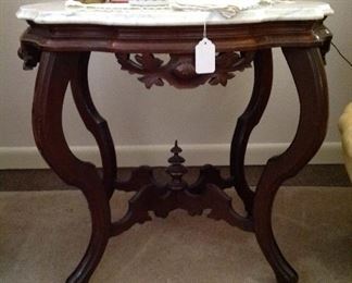 Beautiful old antique oval marble top table