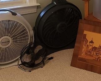 12 Fans and Wooden Carved Folk Art