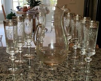 30 Glass Flute and Pitcher