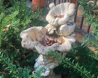 fountain birdbath made of concrete in the form of magical mushrooms!