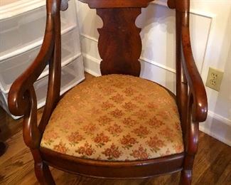carved wood side chair looks like a hairdo