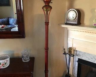 Gorgeous antique floor lamp. Mirror reflecting no ghosts at all