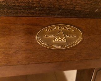 Hand crafted in Atlanta by the Atlantic Billiard Company! (Little known fact, Cher and I were raised in a bar and we can play pool like sharks)