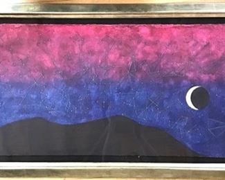 "Galaxia", Rufino Tamayo, 1899-1991, 46"x20", mixographia.