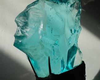 Polished Glass Sculpture, Suzanne Pascal, b.1914, 8"h,