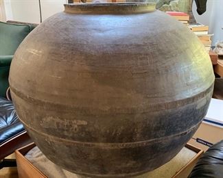 Massive Early Antique Chinese Vessel (35" diameter X 27" in Height)...Custom Sand Garden Base