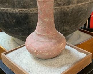Early Antique Chinese Clay Vase (10" tall)