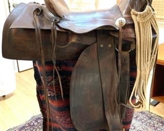 Antique (1874-1878) Western Saddle by German Maker HH Heiser, Denver Colorado