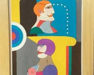 "Two Profiles", Richard Lindner, 1901-1978, Color Lithograph, 25"x18