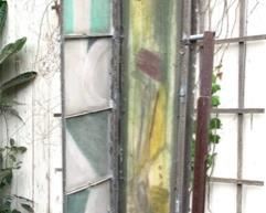 Hinged Panel Sculpture with Transparent/translucent panels framed in Industrial Iron by Milton Katselas
