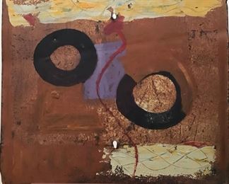 Milton Katselas, Painted Metal Plate 24"x24" on Stand , Painted on