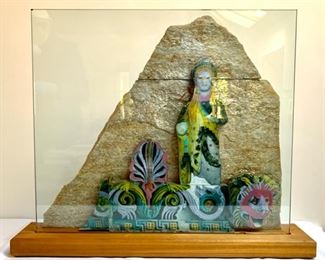 Milton Katselas, Assemblage of Photography Stone and Glass 30"X25"