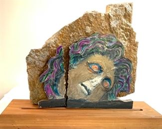 Milton Katselas, Assemblage of Paper, Wood and Stone, 20"x16"