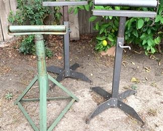 Vintage Industrial Steel Adjustable Rolling Table Saw Stands