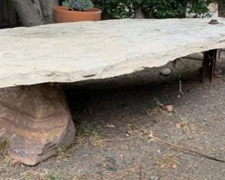 Indoor/outdoor Large Flagstone Table (72" long); Part of Base is Sedimentary Rock