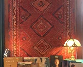 64" X 10' PERSIAN STYLE RUG & COFFEE TABLE BOOKS