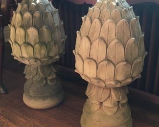 PAIR OF GARDEN PINEAPPLES